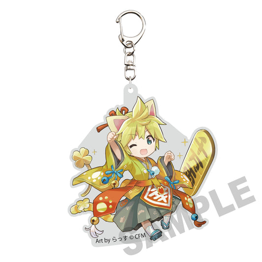 Hatsune Miku x Maneki-neko - Kagamine Len (Art by Rassu) Die-cut Acrylic Key Chain
